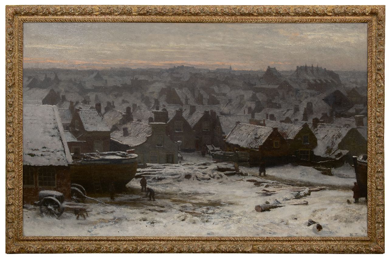 Tholen W.B.  | Willem Bastiaan Tholen | Paintings offered for sale | Winter in old Scheveningen, oil on canvas 100.1 x 160.4 cm, signed l.r. and painted ca. 1891