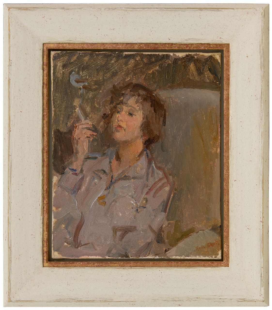 Israels I.L.  | 'Isaac' Lazarus Israels | Paintings offered for sale | Woman with cigarette, oil on canvas 46.2 x 38.2 cm, signed l.r.