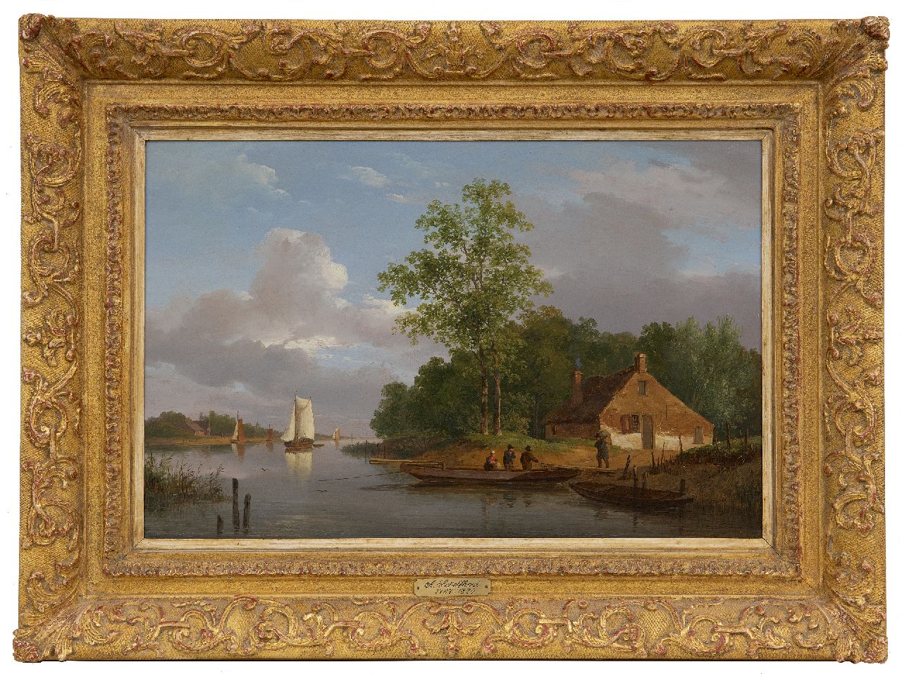 Schelfhout A.  | Andreas Schelfhout | Paintings offered for sale | The foot ferry, oil on panel 32.8 x 49.5 cm, painted ca. 1822