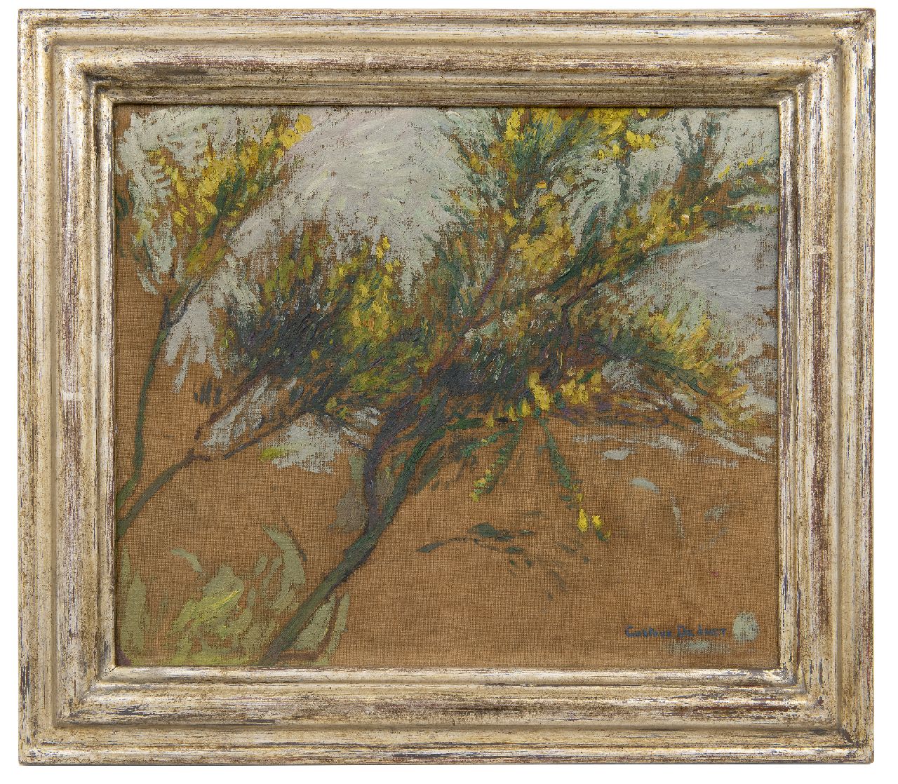 Smet G. de | Gustave de Smet, Study of flowering broom branches, oil on canvas 33.2 x 40.0 cm, signed l.r.