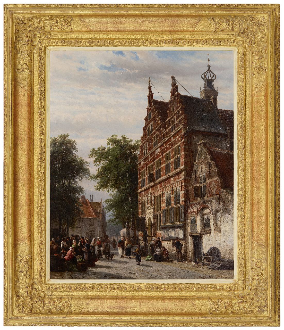 Springer C.  | Cornelis Springer, The Town Hall of Naarden on the Marktstraat, oil on panel 51.6 x 42.0 cm, signed l.r. and dated 1863