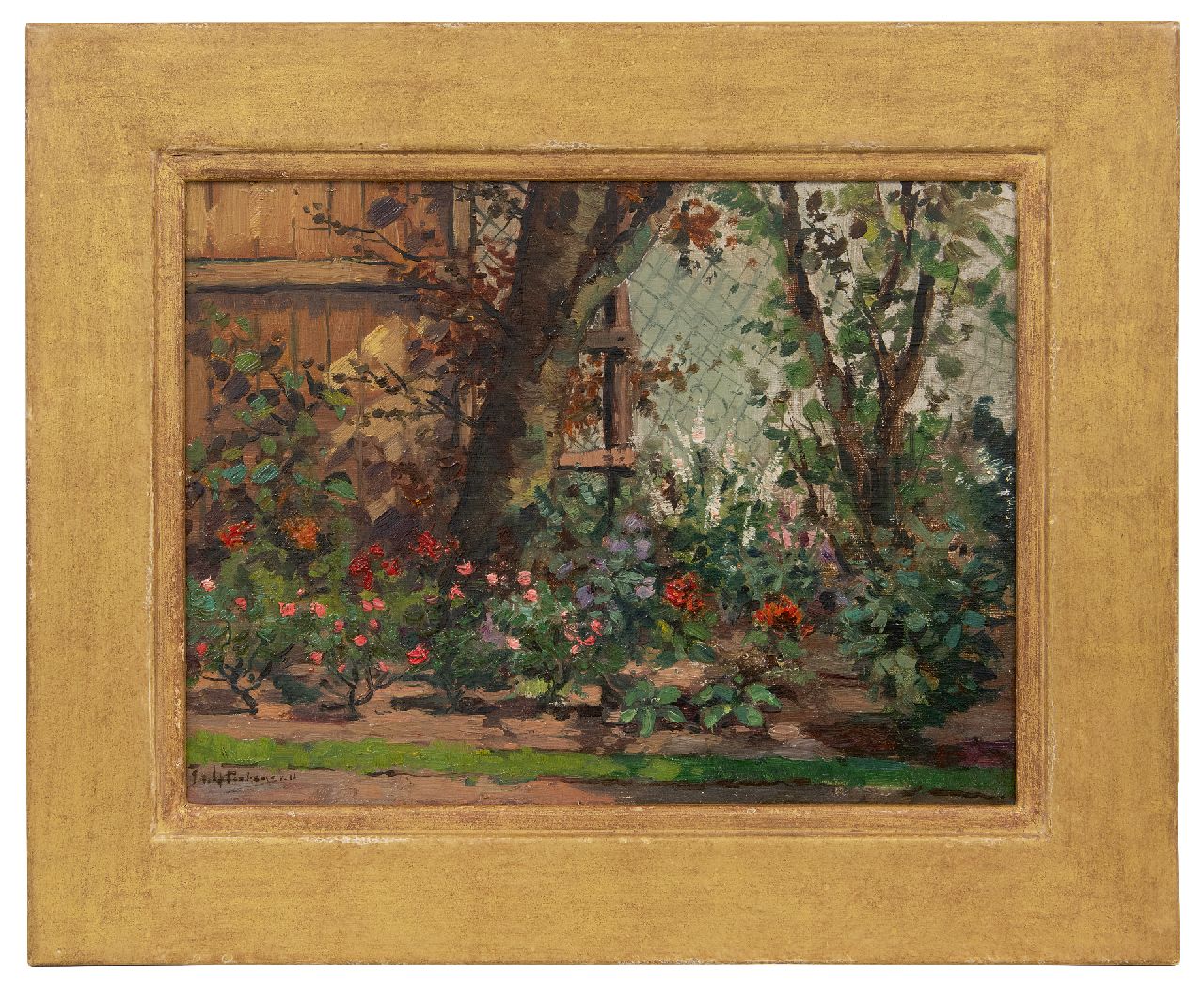 Pietersen J.A.  | 'Johannes' Anthonius Pietersen | Paintings offered for sale | The rose garden, oil on cardboard 30.0 x 39.4 cm, signed l.l.