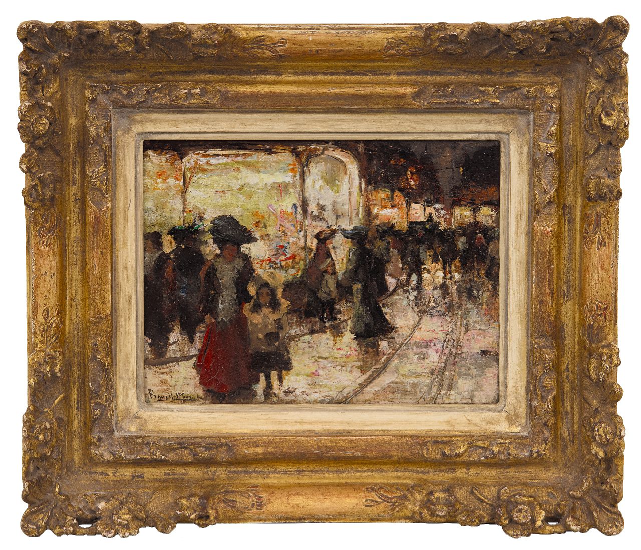 Helfferich F.W.  | Franciscus Willem 'Frans' Helfferich | Paintings offered for sale | Window shopping at night, The Hague, oil on panel 12.0 x 16.0 cm, signed l.l.