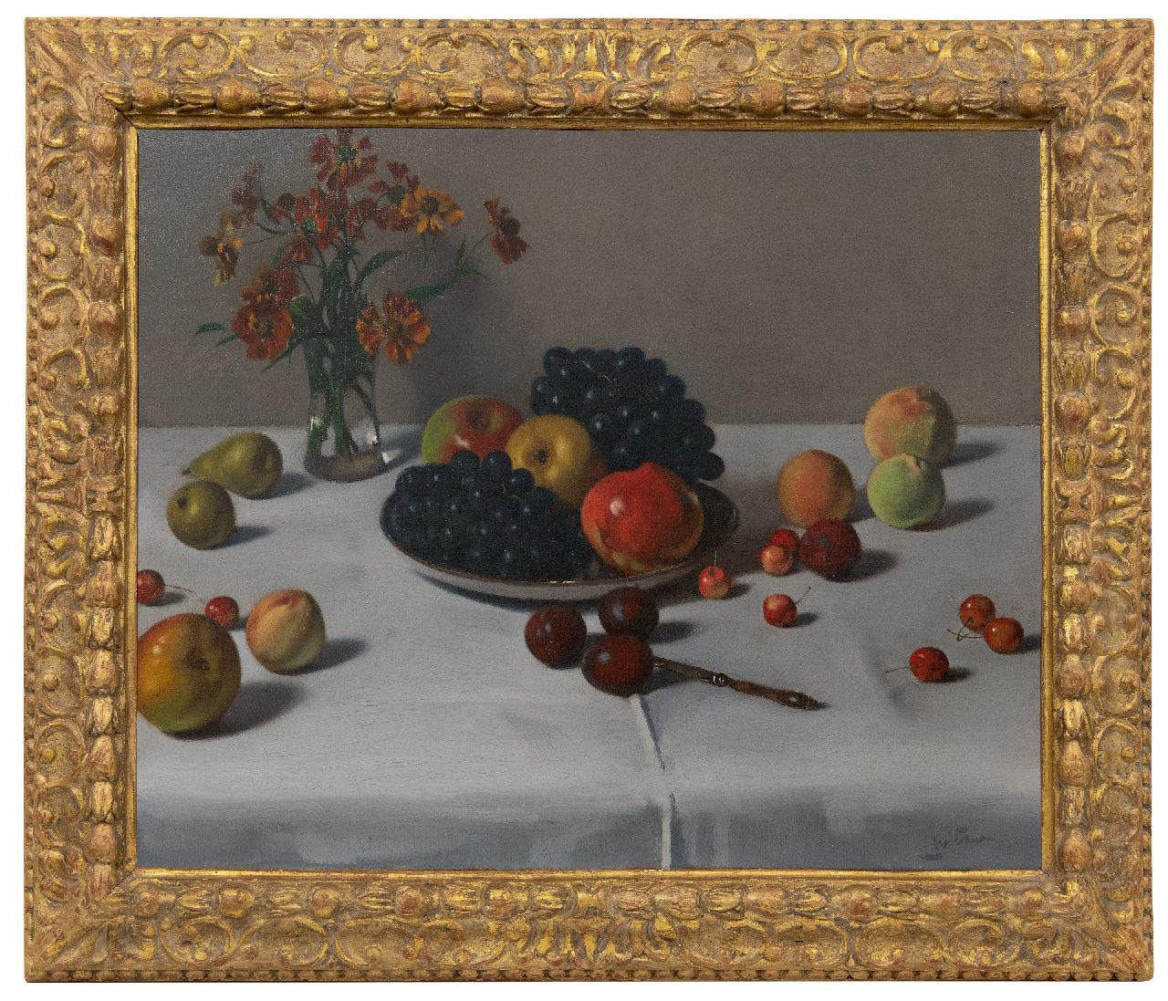 Witsen W.A.  | 'Willem' Arnold Witsen | Paintings offered for sale | Still life with fruit and vase with flowers, oil on canvas 52.2 x 64.0 cm, signed l.r. and painted ca. 1920