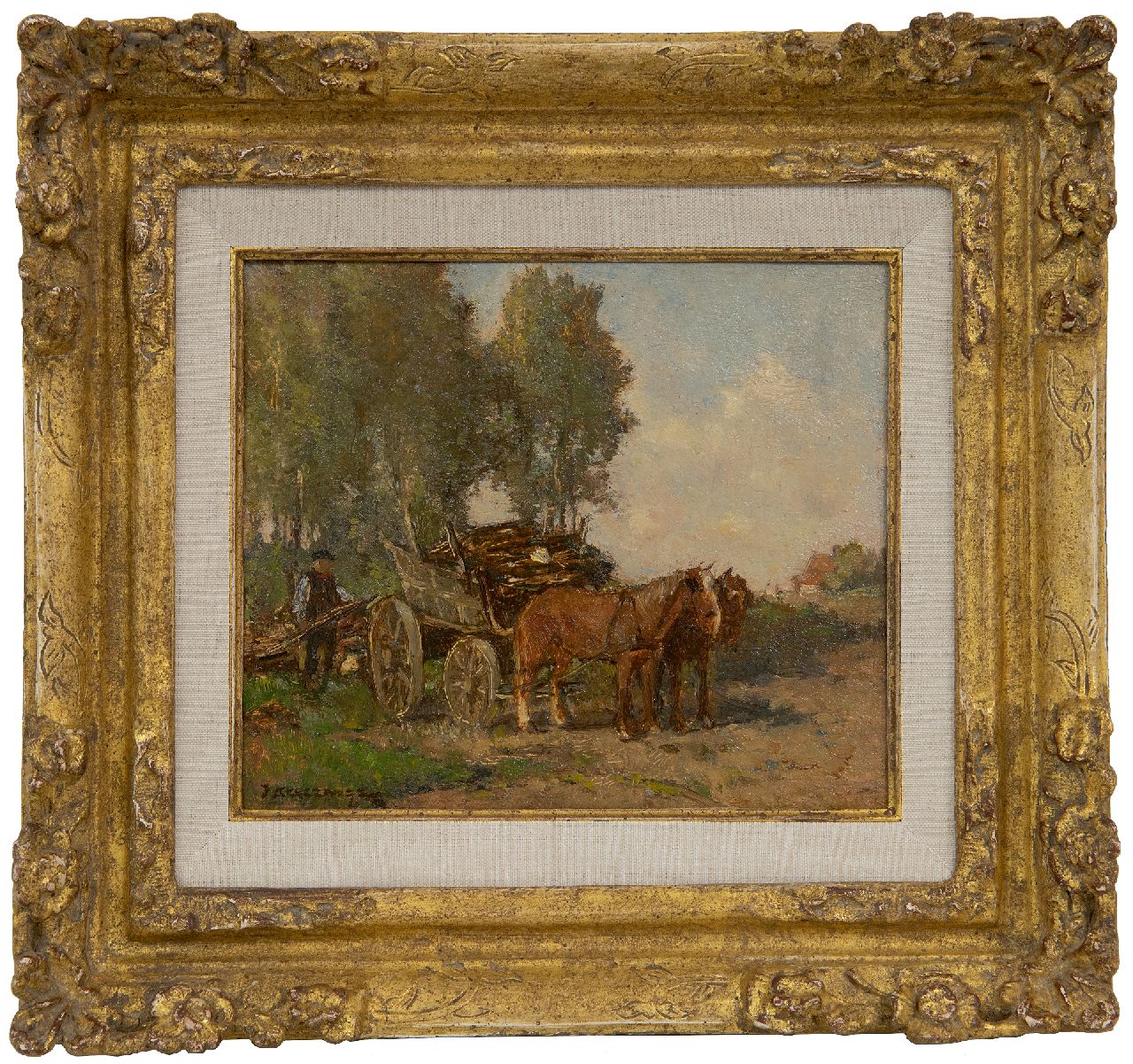 Akkeringa J.E.H.  | 'Johannes Evert' Hendrik Akkeringa | Paintings offered for sale | Gathering wood, oil on panel 14.6 x 17.1 cm, signed l.l.
