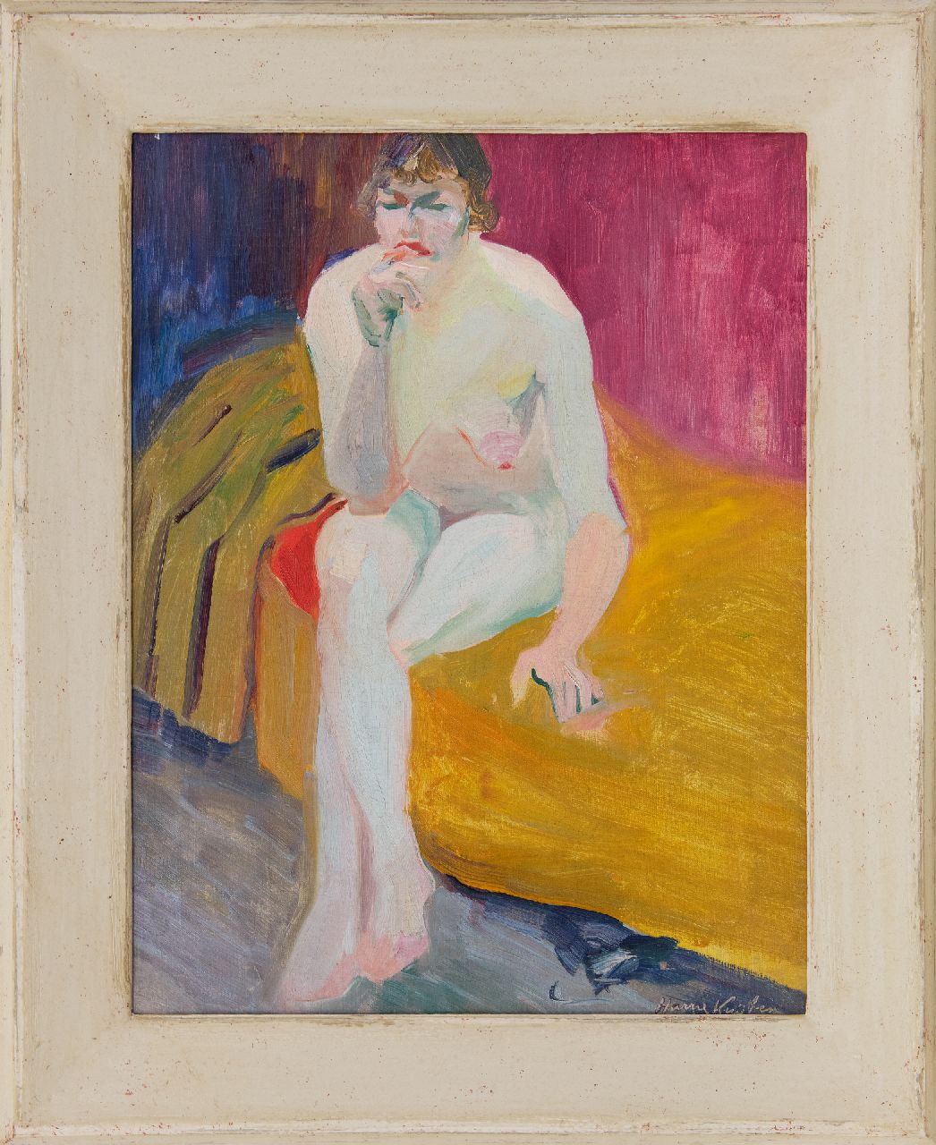 Kuijten H.J.  | Henricus Johannes 'Harrie' Kuijten, Seated nude, oil on canvas 53.0 x 40.7 cm, signed l.r. and     VERKOCHT
