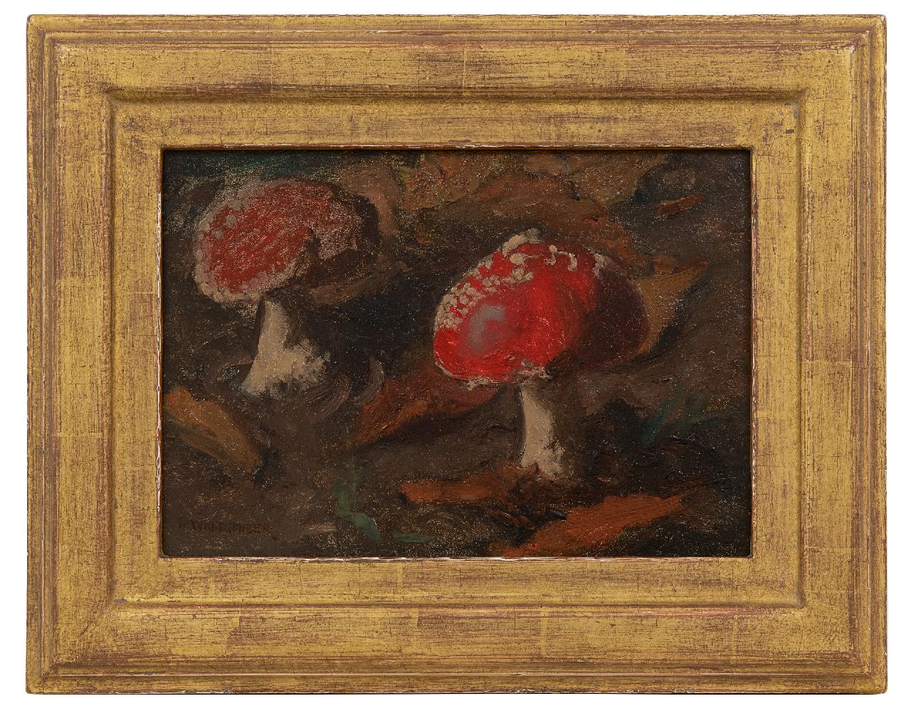 Wandscheer M.W.  | Maria Wilhelmina 'Marie' Wandscheer | Paintings offered for sale | Fly agarics, oil on panel 17.4 x 24.9 cm, signed l.l.