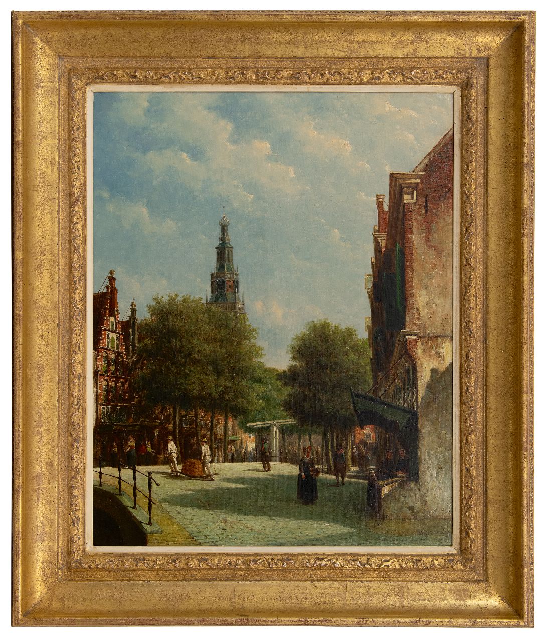 Vertin P.G.  | Petrus Gerardus Vertin, Cheese carriers in Alkmaar, oil on canvas 62.3 x 50.0 cm, signed l.r. and dated '73
