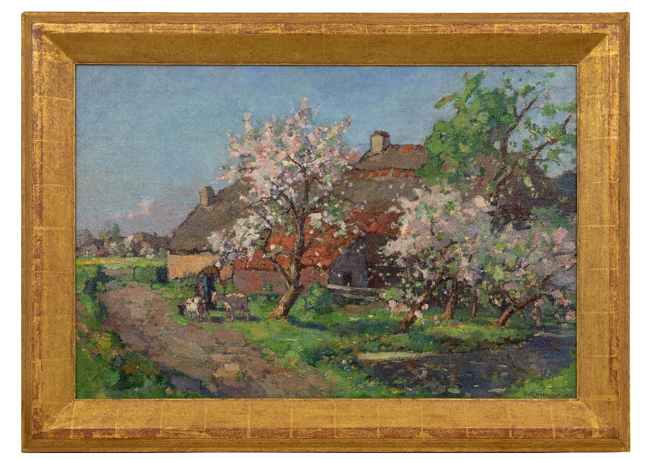Leeuwen H. van | Hendrik 'Henk' van Leeuwen | Paintings offered for sale | Spring near Montfoort, oil on canvas 60.8 x 90.9 cm, signed l.r.