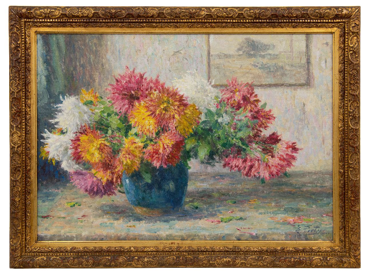 Pieters E.  | Evert Pieters | Paintings offered for sale | Asters in a green pot, oil on canvas 50.1 x 71.1 cm, signed l.r.