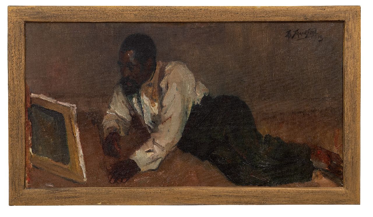 Frankfort E.  | Eduard Frankfort | Paintings offered for sale | The art lover, oil on canvas 32.8 x 59.9 cm, signed u.r. and dated '06