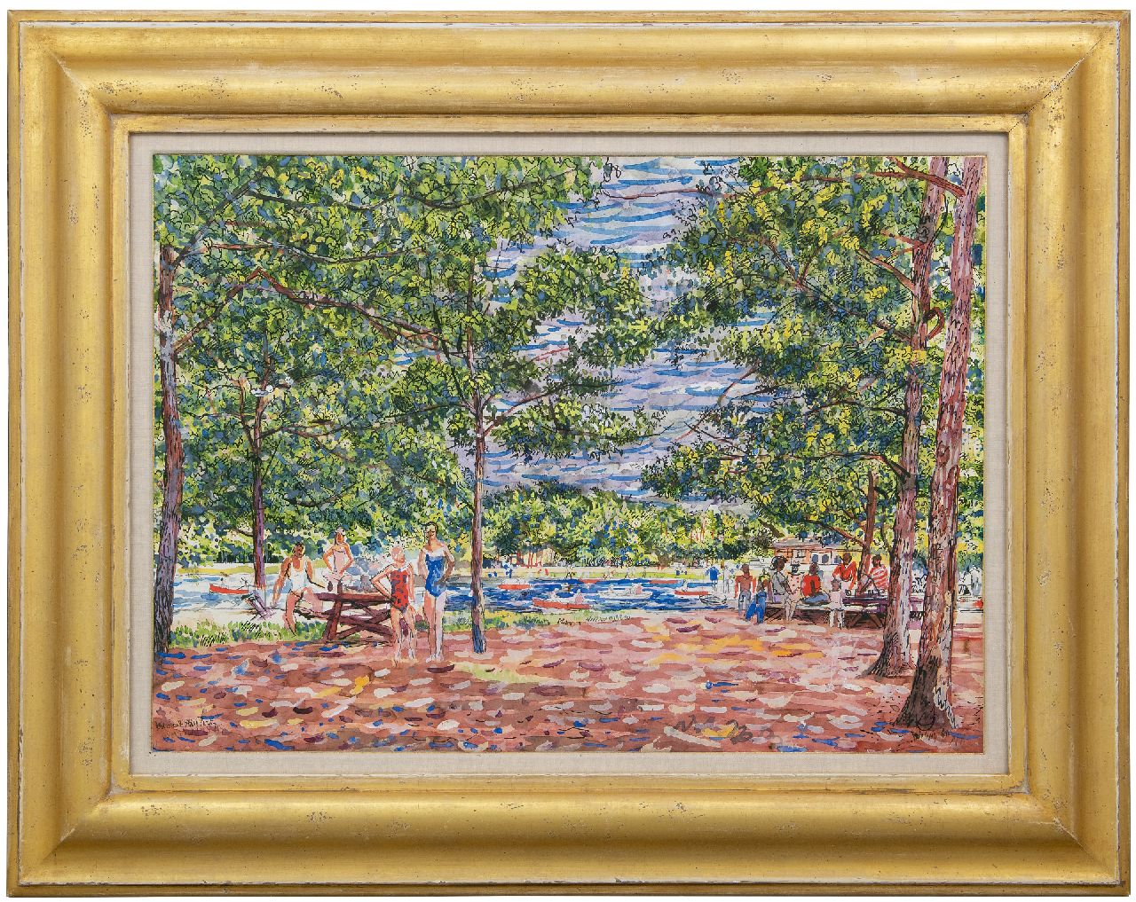 Bieling H.F.  | Hermann Friederich 'Herman' Bieling | Watercolours and drawings offered for sale | Summer in Belmont State Park, New York, watercolour on paper 57.0 x 78.0 cm, signed l.r. and dated '60