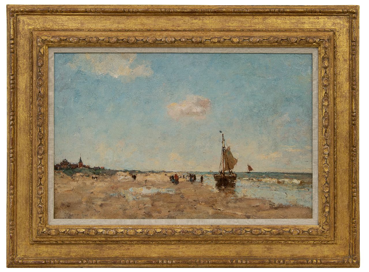 Stutterheim L.P.  | Lodewijk Philippus 'Louis' Stutterheim | Paintings offered for sale | A fishing boat and fisherwomen on the beach of Scheveningen, oil on canvas 35.3 x 55.1 cm