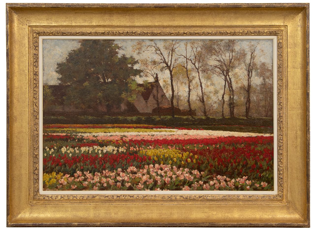 Koster A.L. | Anton Louis 'Anton' Koster | Paintings offered for sale | Blooming tulip fields, oil on canvas 53.5 x 81.9 cm, signed l.r. Koster A.L. | Anton Louis 'Anton' Koster | Paintings offered for sale | Blooming tulip fields, oil on canvas 53.5 x 81.9 cm, signed l.r.