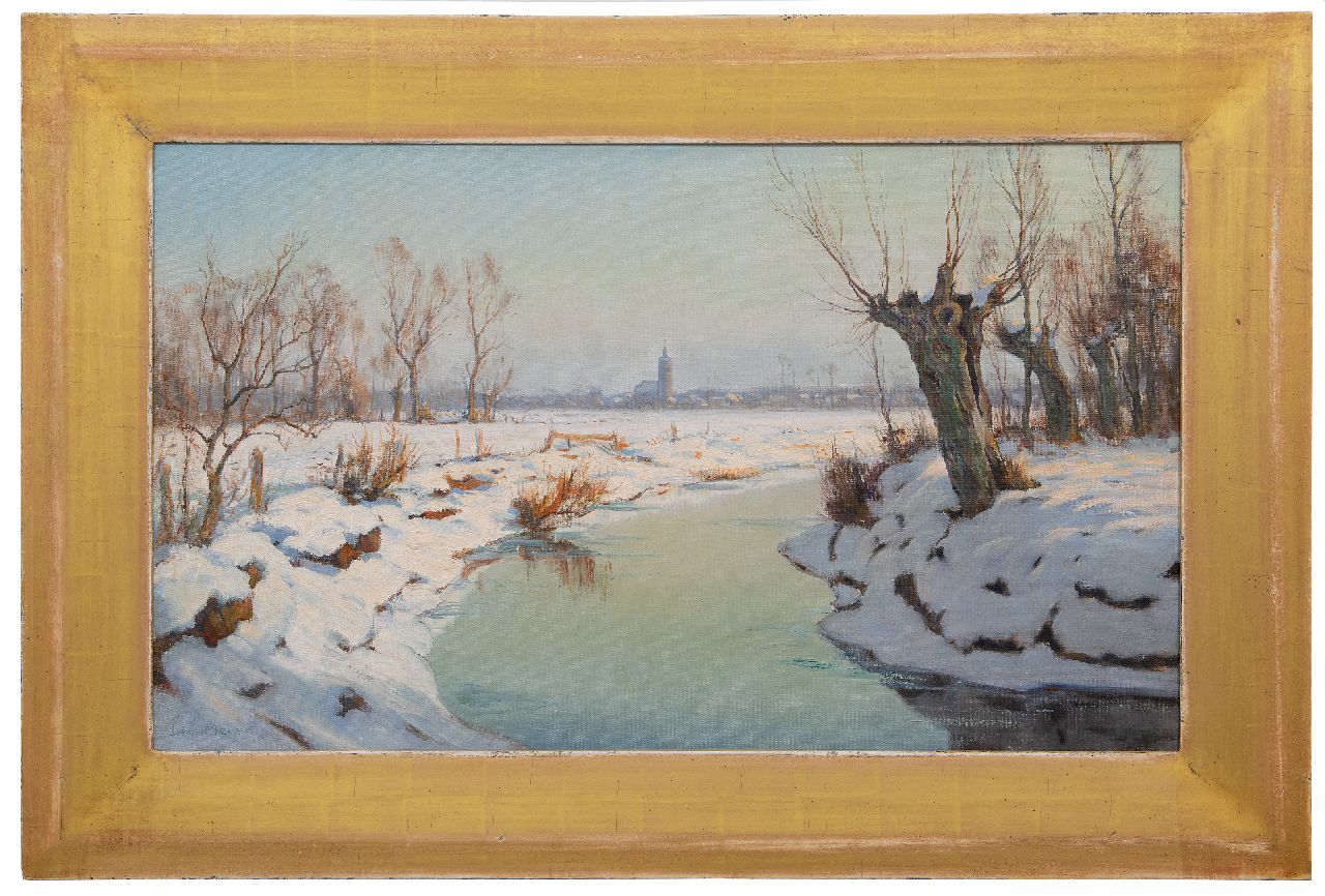 Meijer J.  | Johannes 'Johan' Meijer | Paintings offered for sale | A winter landscape, with Blaricum in the distance, oil on canvas 60.3 x 100.1 cm, signed l.l.