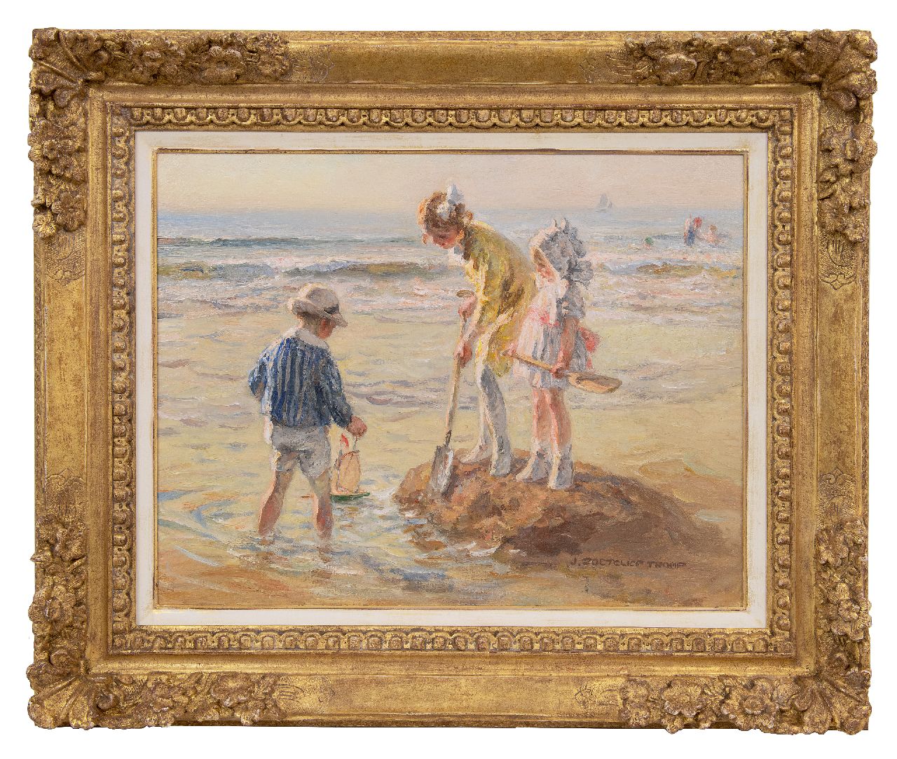 Zoetelief Tromp J.  | Johannes 'Jan' Zoetelief Tromp | Paintings offered for sale | Playing on the beach, oil on canvas 40.5 x 52.9 cm, signed l.r. and on the stretcher
