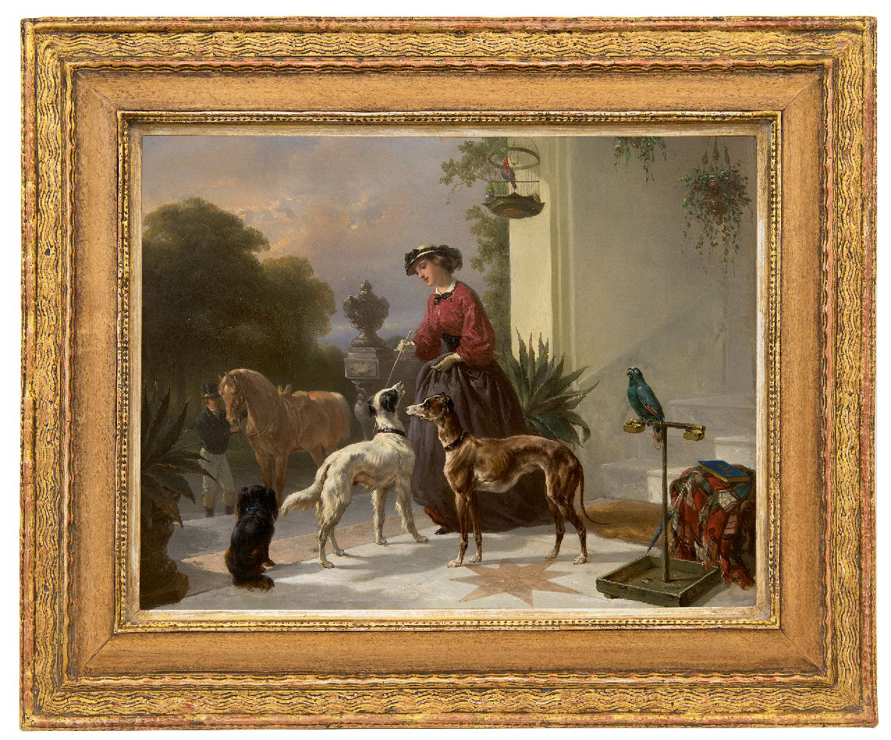 Verschuur W.  | Wouterus Verschuur, After the ride, oil on panel 34.5 x 45.0 cm, signed l.r.