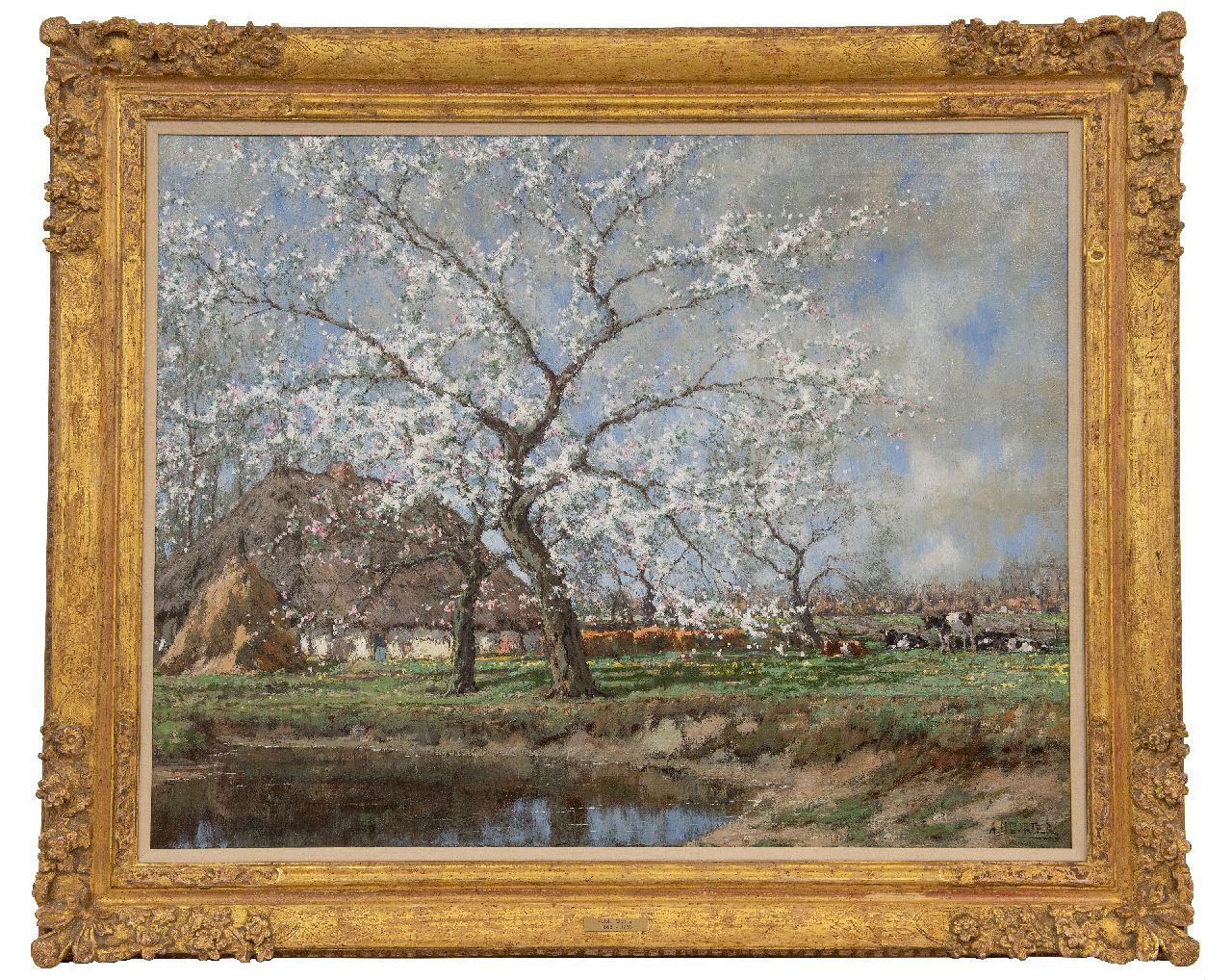 Gorter A.M.  | 'Arnold' Marc Gorter | Paintings offered for sale | Blooming apple tree by a farm, oil on canvas 75.6 x 96.3 cm, signed l.r.