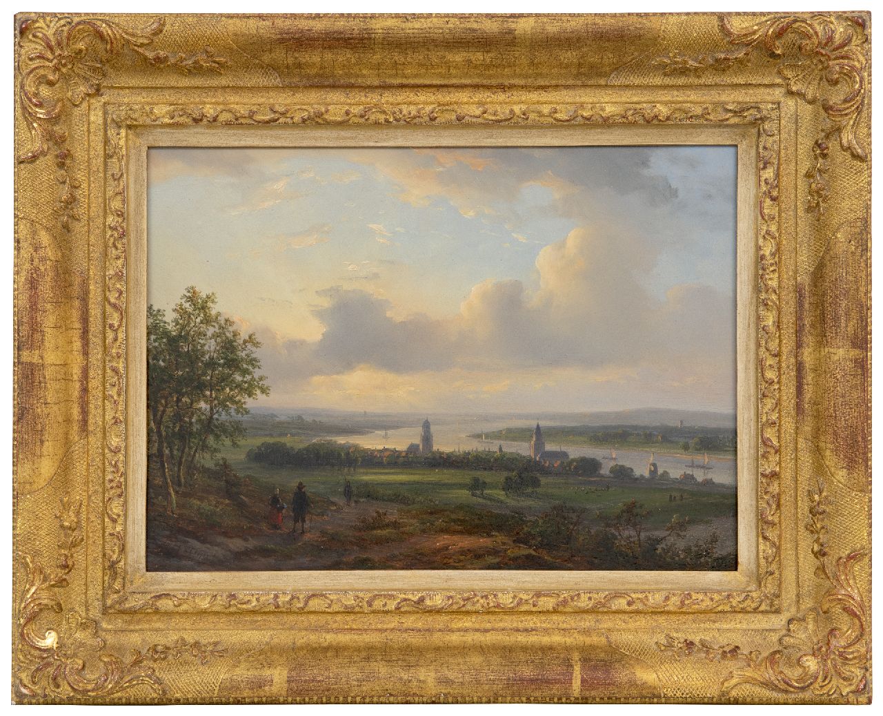 Kleijn L.J.  | Lodewijk Johannes Kleijn | Paintings offered for sale | View of the Rhine near Arnhem, oil on panel 22.0 x 30.1 cm, signed l.l.