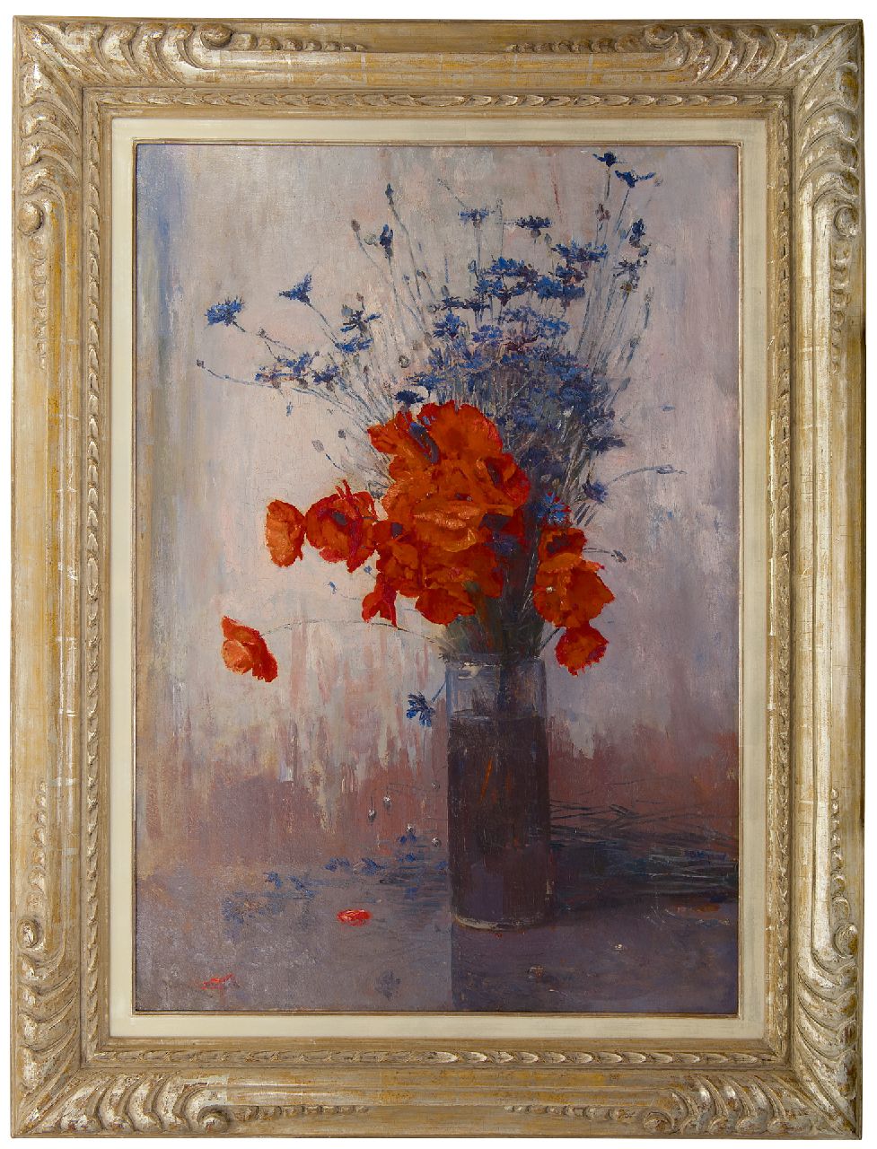 Oerder F.D. | 'Frans' David Oerder | Paintings offered for sale | Poppies and cornflowers in a high vase, oil on canvas 90.2 x 63.5 cm, signed l.l. Oerder F.D. | 'Frans' David Oerder | Paintings offered for sale | Poppies and cornflowers in a high vase, oil on canvas 90.2 x 63.5 cm, signed l.l.