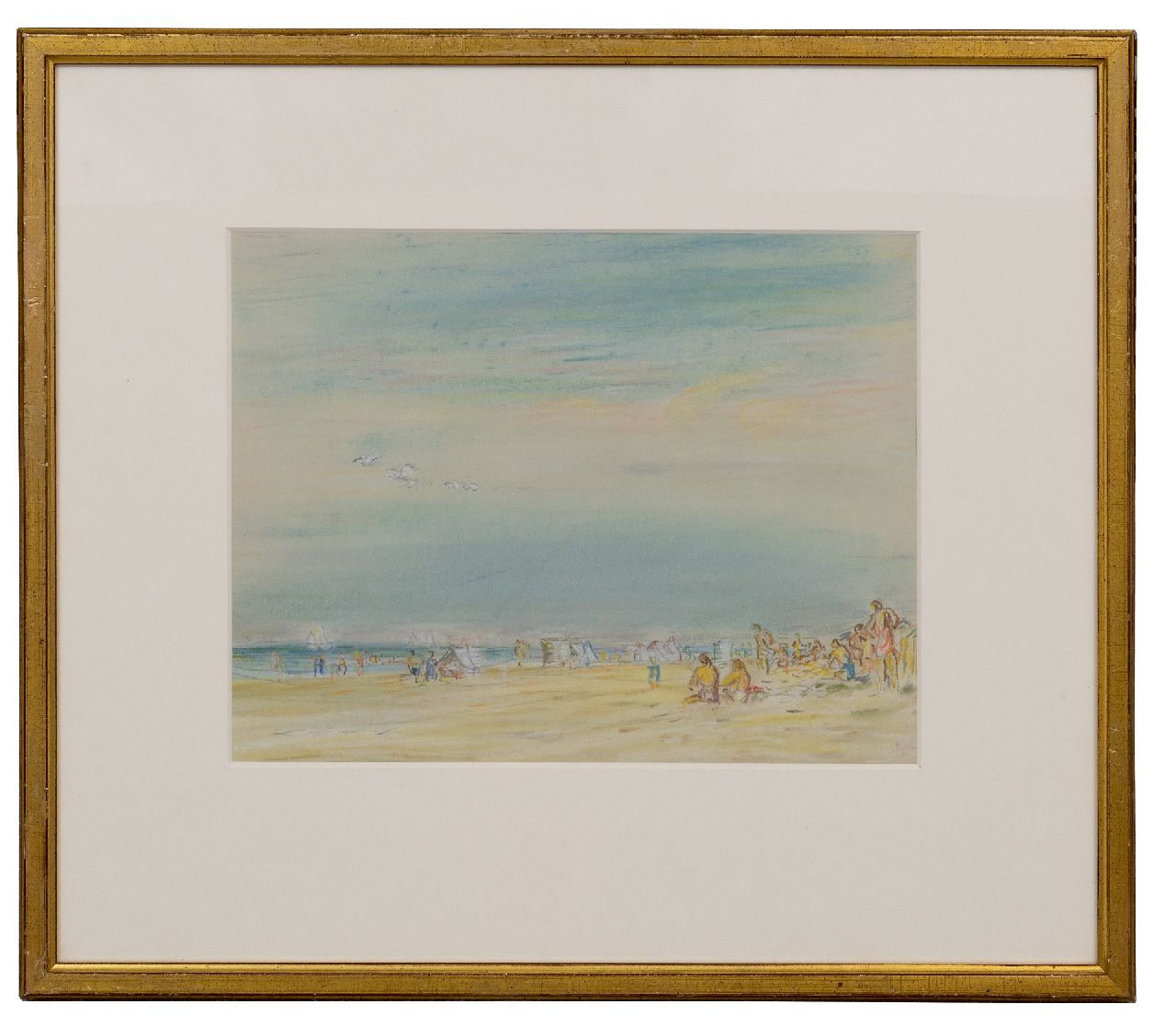 Gestel L.  | Leendert 'Leo' Gestel | Watercolours and drawings offered for sale | Beach view at Zandvoort, pastel on paper 23.7 x 30.0 cm
