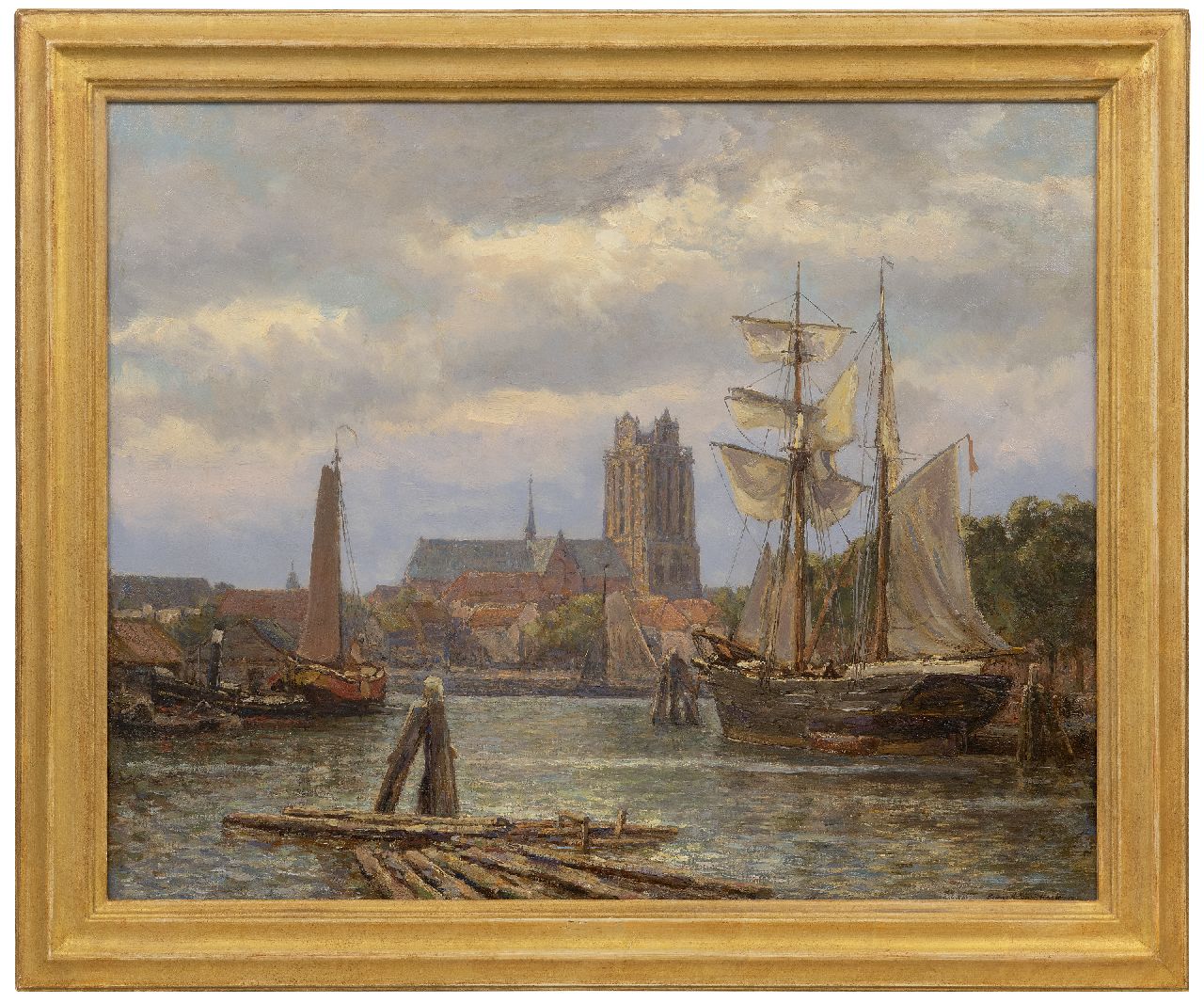 Koekkoek G.J.  | Gerardus Johannes 'Gerard' Koekkoek | Paintings offered for sale | View of Dordrecht from the water, oil on canvas 49.8 x 60.6 cm, signed l.r.