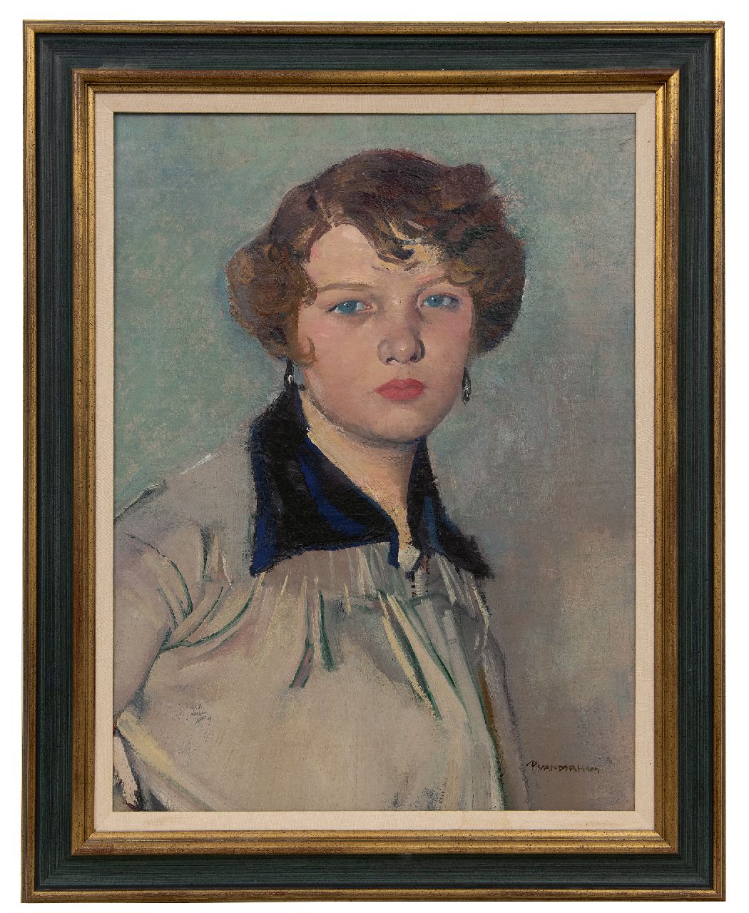 Hem P. van der | Pieter 'Piet' van der Hem | Paintings offered for sale | Portrait of a young woman, oil on canvas 60.4 x 45.9 cm, signed l.r. Hem P. van der | Pieter 'Piet' van der Hem | Paintings offered for sale | Portrait of a young woman, oil on canvas 60.4 x 45.9 cm, signed l.r.