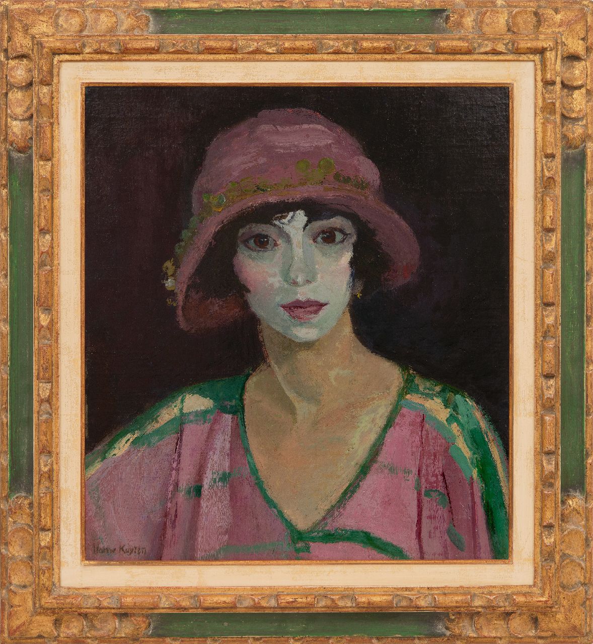 Kuijten H.J.  | Henricus Johannes 'Harrie' Kuijten, Portrait of Mia, oil on canvas laid down on panel 50.4 x 45.3 cm, signed l.l. and painted in 1923