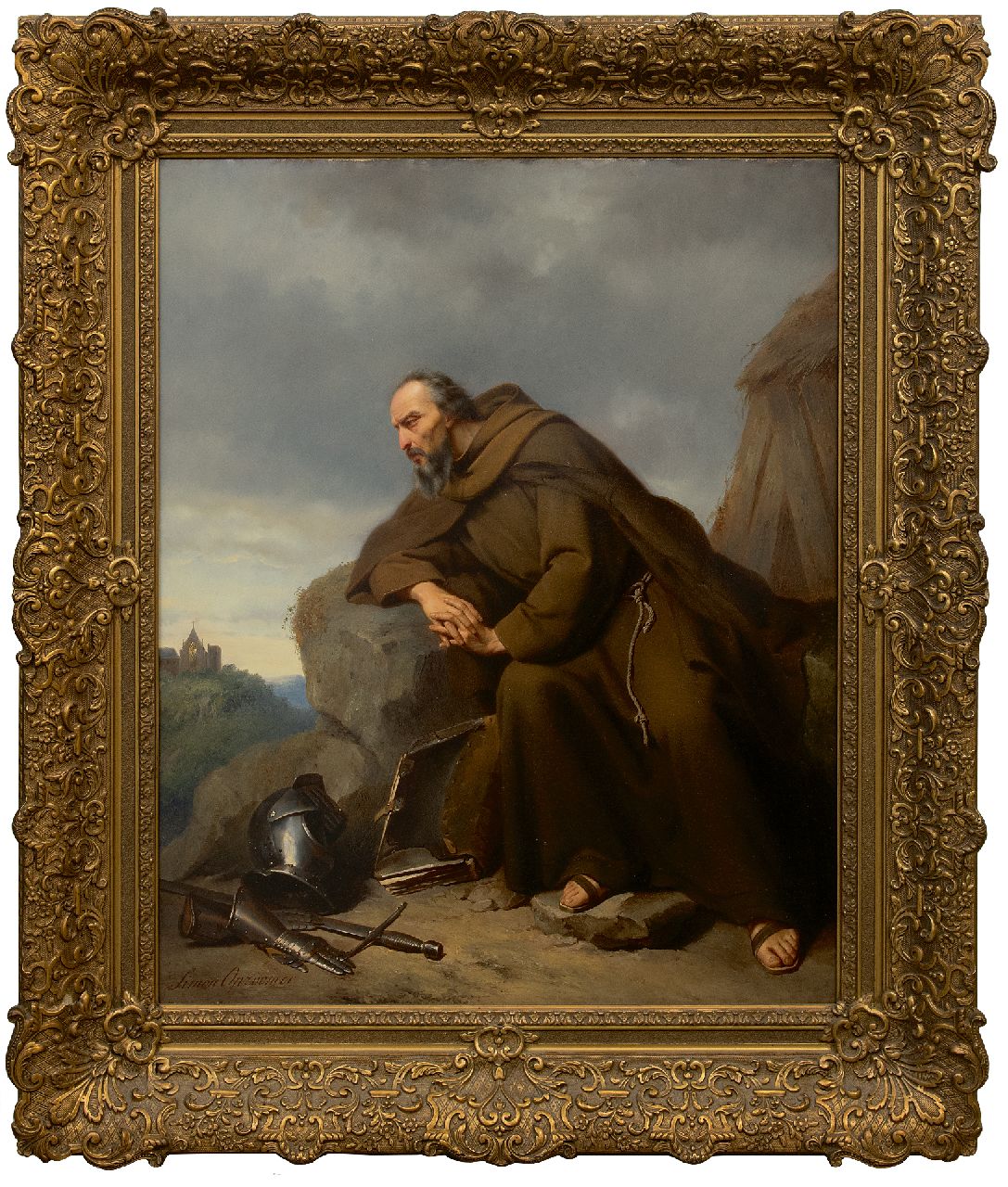 Opzoomer S.  | Simon Opzoomer | Paintings offered for sale | Pierre d'Amiens, oil on panel 72.8 x 60.5 cm, signed l.l.