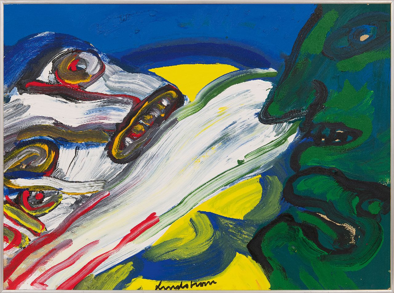 Lindström B.K.E.  | 'Bengt' Karl Erik Lindström | Paintings offered for sale | Personages, acrylic on canvas 56.8 x 76.3 cm, signed l.c. and dated '81 on the reverse