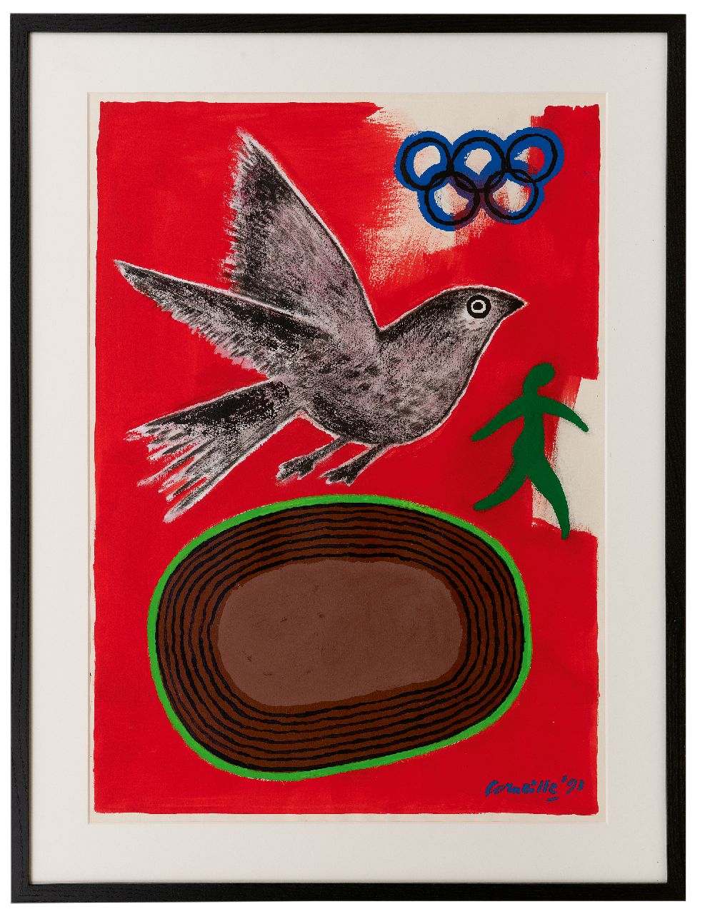 Corneille ('Corneille' Guillaume Beverloo)   | Corneille ('Corneille' Guillaume Beverloo) | Watercolours and drawings offered for sale | Design for the European Youth Olympic Days in Valkenswaard, 1933, gouache on paper 69.1 x 49.2 cm, signed l.r. and dated '93