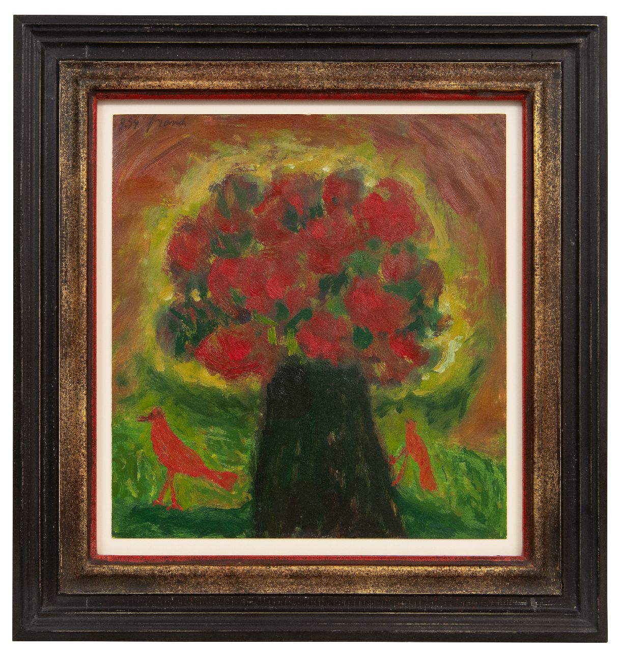 Brands E.A.M. | Eugenius Antonius Maria 'Eugène' Brands | Paintings offered for sale | Zwarte vaas (Black vase), gouache and oil on paper 28.9 x 27.0 cm, signed u.l. and dated 9.54 Brands E.A.M. | Eugenius Antonius Maria 'Eugène' Brands | Paintings offered for sale | Zwarte vaas (Black vase), gouache and oil on paper 28.9 x 27.0 cm, signed u.l. and dated 9.54