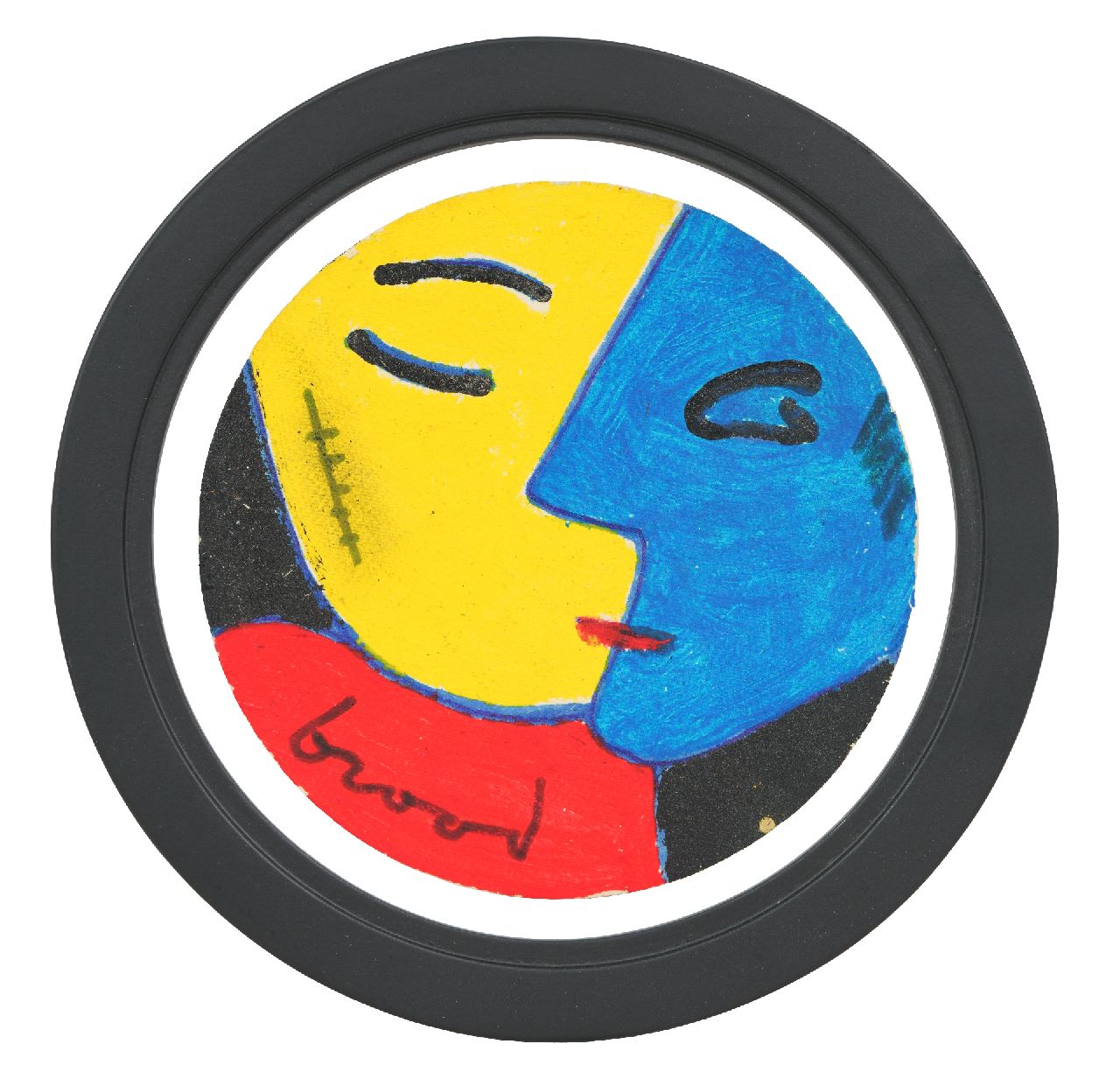 Brood H.  | Herman Brood |  offered for sale | Coaster, acrylic on felt paper, signed l.l.