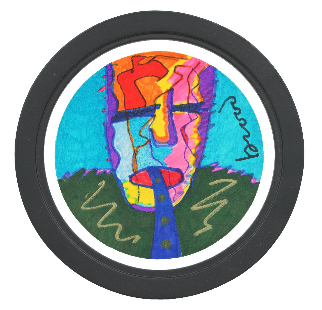 Brood H.  | Herman Brood |  offered for sale | Coaster, acrylic on felt paper, signed u.r.