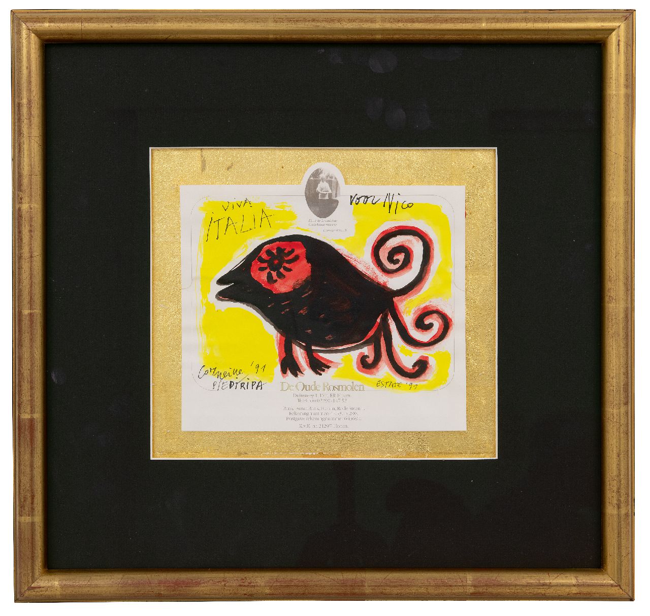 Corneille ('Corneille' Guillaume Beverloo) | Corneille ('Corneille' Guillaume Beverloo) | offered for sale | Viva Italia (for Nico Koster), watercolour and ink on paper 19.9 x 21.1 cm, signed l.l. and dated '91 Corneille ('Corneille' Guillaume Beverloo) | Corneille ('Corneille' Guillaume Beverloo) | offered for sale | Viva Italia (for Nico Koster), watercolour and ink on paper 19.9 x 21.1 cm, signed l.l. and dated '91