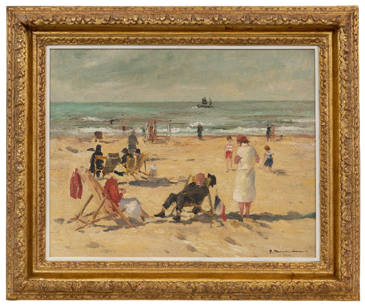 Hambüchen G. | Georg Hambüchen | Paintings offered for sale | Beach scene in Katwijk, oil on canvas 39.7 x 49.5 cm, signed l.r. and dated '31 Hambüchen G. | Georg Hambüchen | Paintings offered for sale | Beach scene in Katwijk, oil on canvas 39.7 x 49.5 cm, signed l.r. and dated '31