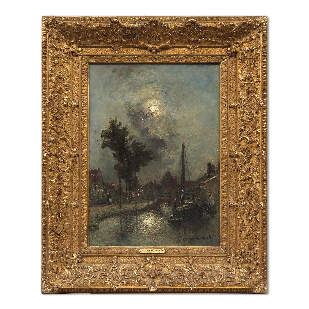 Jongkind J.B. | Johan Barthold Jongkind | Paintings offered for sale | Bridge at moonlight, Dordrecht, oil on canvas 46.2 x 33.6 cm, signed l.r. and dated 1871 Jongkind J.B. | Johan Barthold Jongkind | Paintings offered for sale | Bridge at moonlight, Dordrecht, oil on canvas 46.2 x 33.6 cm, signed l.r. and dated 1871