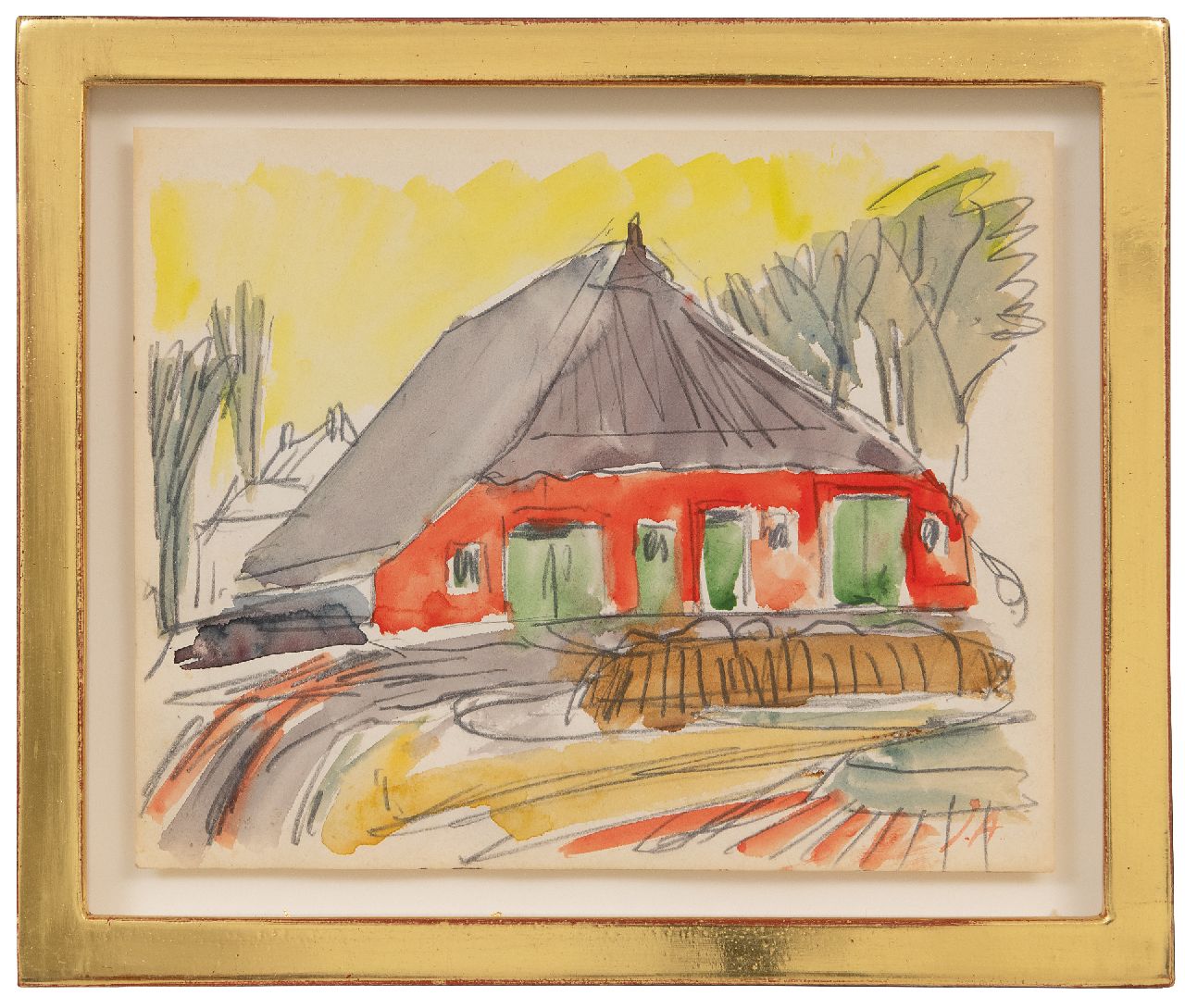 Altink J. | Jan Altink | Watercolours and drawings offered for sale | Red farm, Groningen, black chalk and watercolour on paper 16.6 x 20.7 cm, signed l.r. with initials Altink J. | Jan Altink | Watercolours and drawings offered for sale | Red farm, Groningen, black chalk and watercolour on paper 16.6 x 20.7 cm, signed l.r. with initials