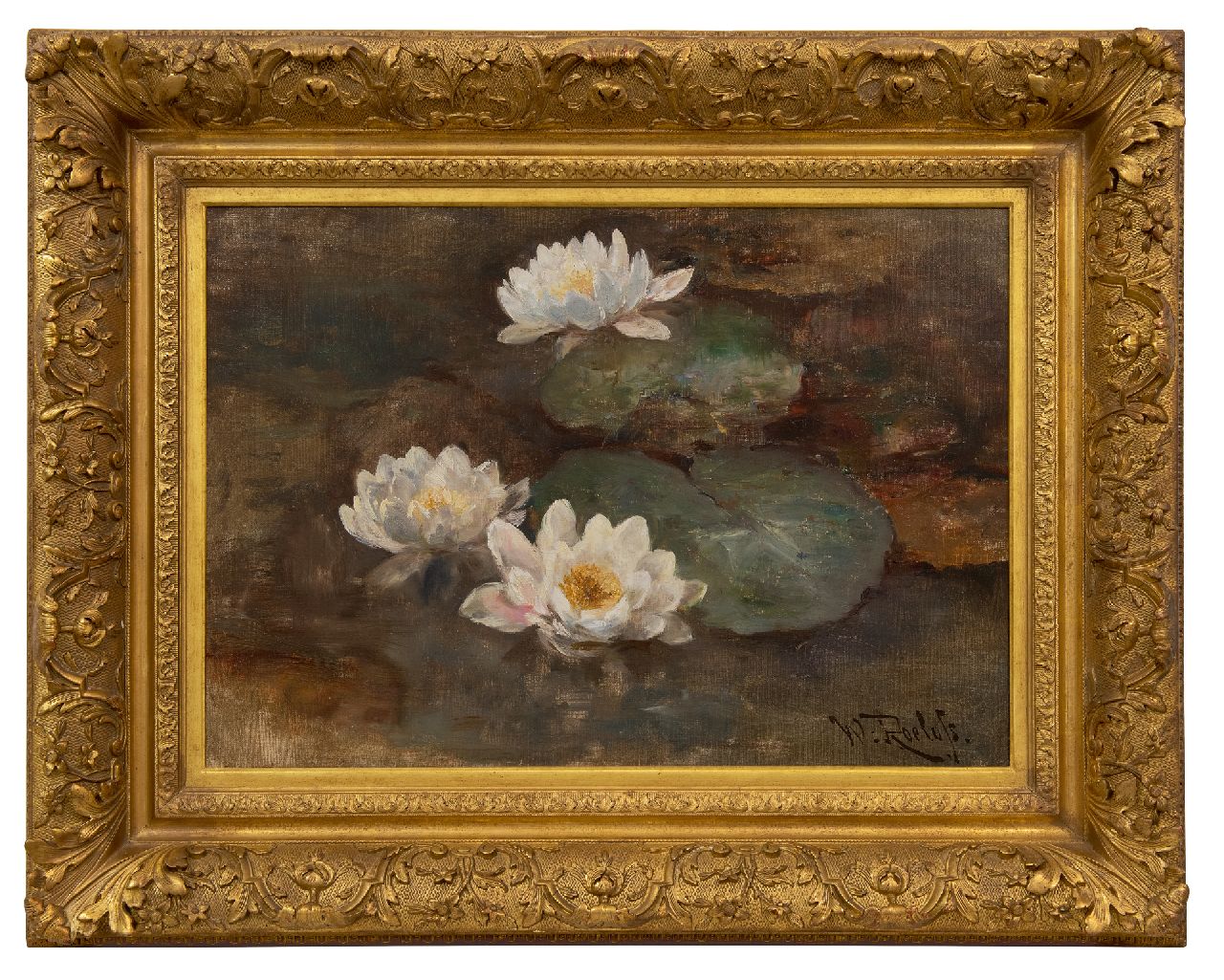 Roelofs W.  | Willem Roelofs | Paintings offered for sale | Waterlilies, oil on canvas 41.1 x 58.3 cm, signed l.r. Roelofs W.  | Willem Roelofs | Paintings offered for sale | Waterlilies, oil on canvas 41.1 x 58.3 cm, signed l.r.