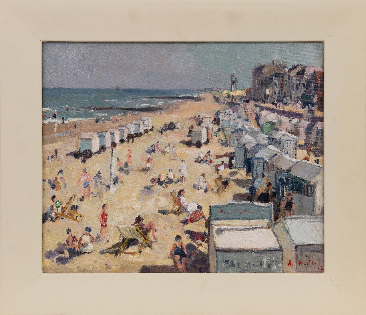 Keller A.  | Adolphe Keller | Paintings offered for sale | Beach fun at IJmuiden, oil on canvas 40.2 x 50.3 cm, signed l.r. and dated '34