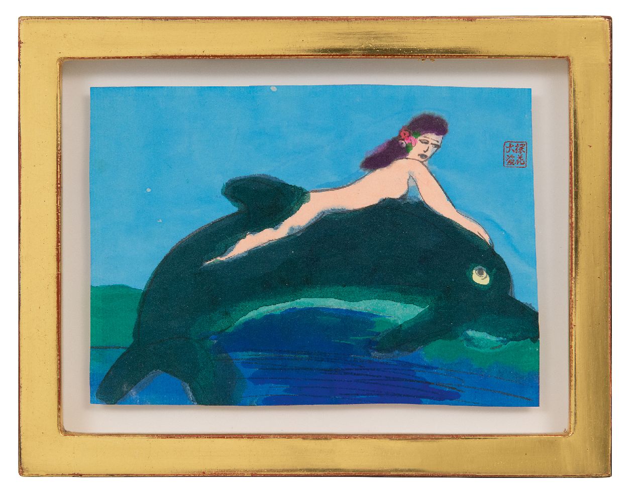 Ting W. | Walasse Ting | offered for sale | Dolphin, filt-tip pen and watercolour on paper 11.7 x 16.3 cm, signed u.r. with the artist's stamp Ting W. | Walasse Ting | offered for sale | Dolphin, filt-tip pen and watercolour on paper 11.7 x 16.3 cm, signed u.r. with the artist's stamp