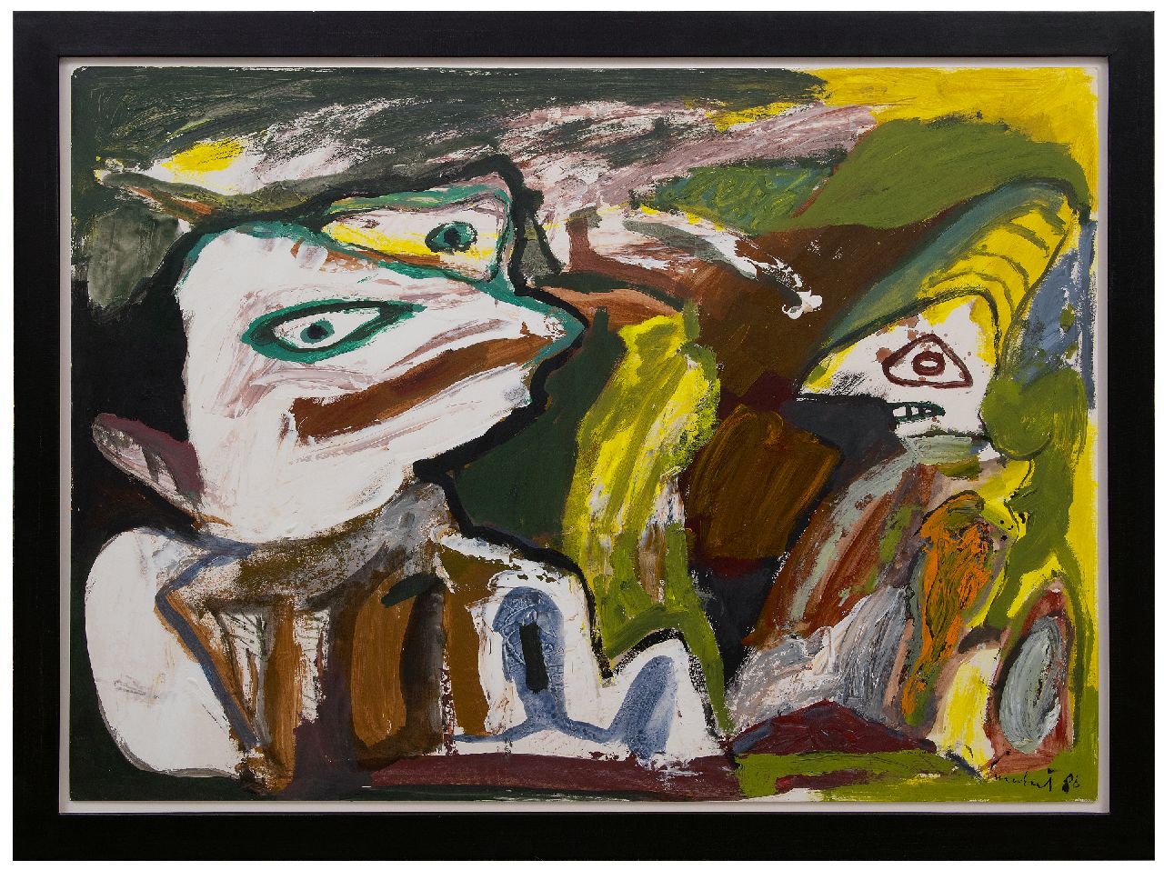 Lucebert (Lubertus Jacobus Swaanswijk)   | Lucebert (Lubertus Jacobus Swaanswijk) | Watercolours and drawings offered for sale | Without title (two figures), gouache on paper 78.3 x 109.7 cm, signed l.r. and dated 1986