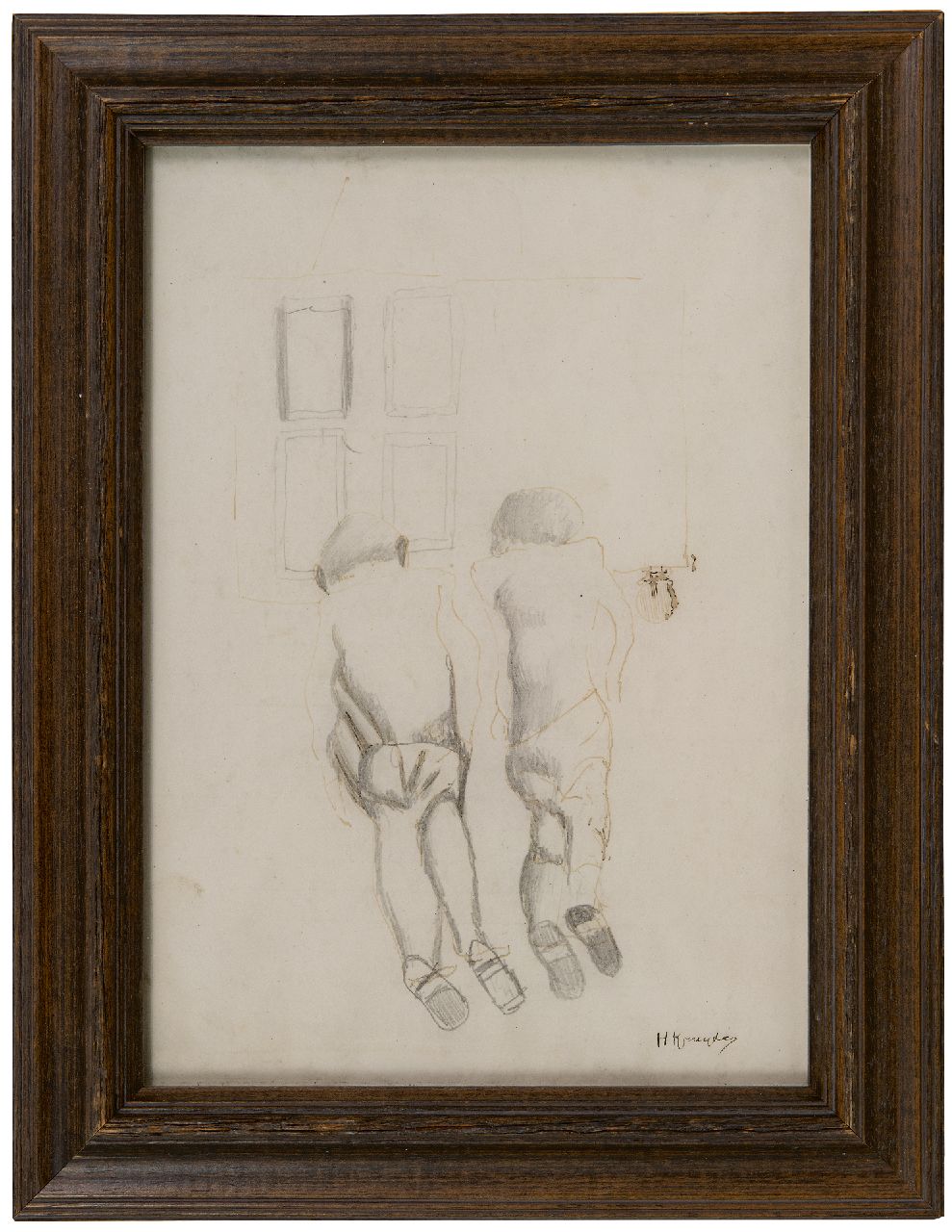 Kruyder H.J.  | 'Herman' Justus Kruyder | Watercolours and drawings offered for sale | Two figures, mixed media on paper 24.4 x 18.0 cm, signed l.r.