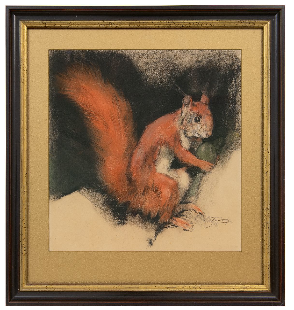 Hoff A.J. van 't | Adrianus Johannes 'Adriaan' van 't Hoff | Watercolours and drawings offered for sale | Squirrel, charcoal and pastel on paper 28.2 x 27.2 cm, signed l.r. and dated 1923