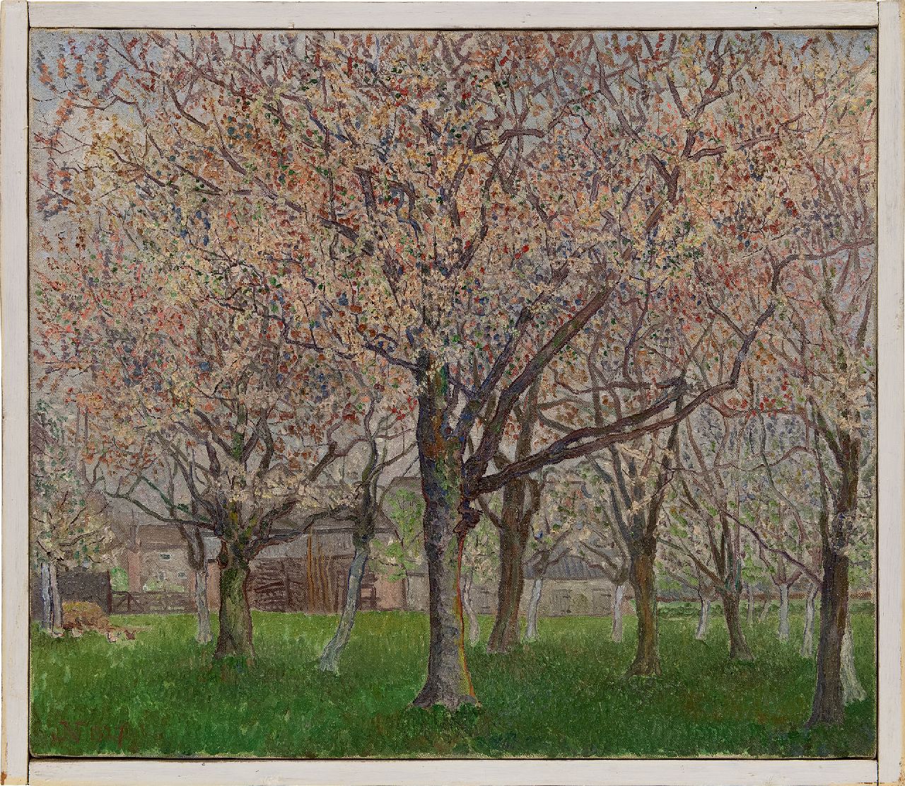 Nieweg J.  | Jakob Nieweg | Paintings offered for sale | Blooming orchard, oil on canvas 55.8 x 65.1 cm, signed l.l. with monogram and dated 1927