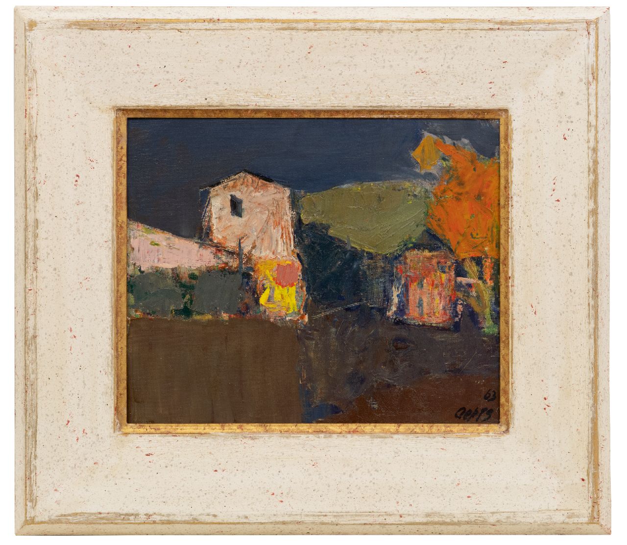 Oepts W.A. | Willem Anthonie 'Wim' Oepts | Paintings offered for sale | Farm, oil on canvas 24.8 x 29.2 cm, signed l.r. and dated '63 Oepts W.A. | Willem Anthonie 'Wim' Oepts | Paintings offered for sale | Farm, oil on canvas 24.8 x 29.2 cm, signed l.r. and dated '63