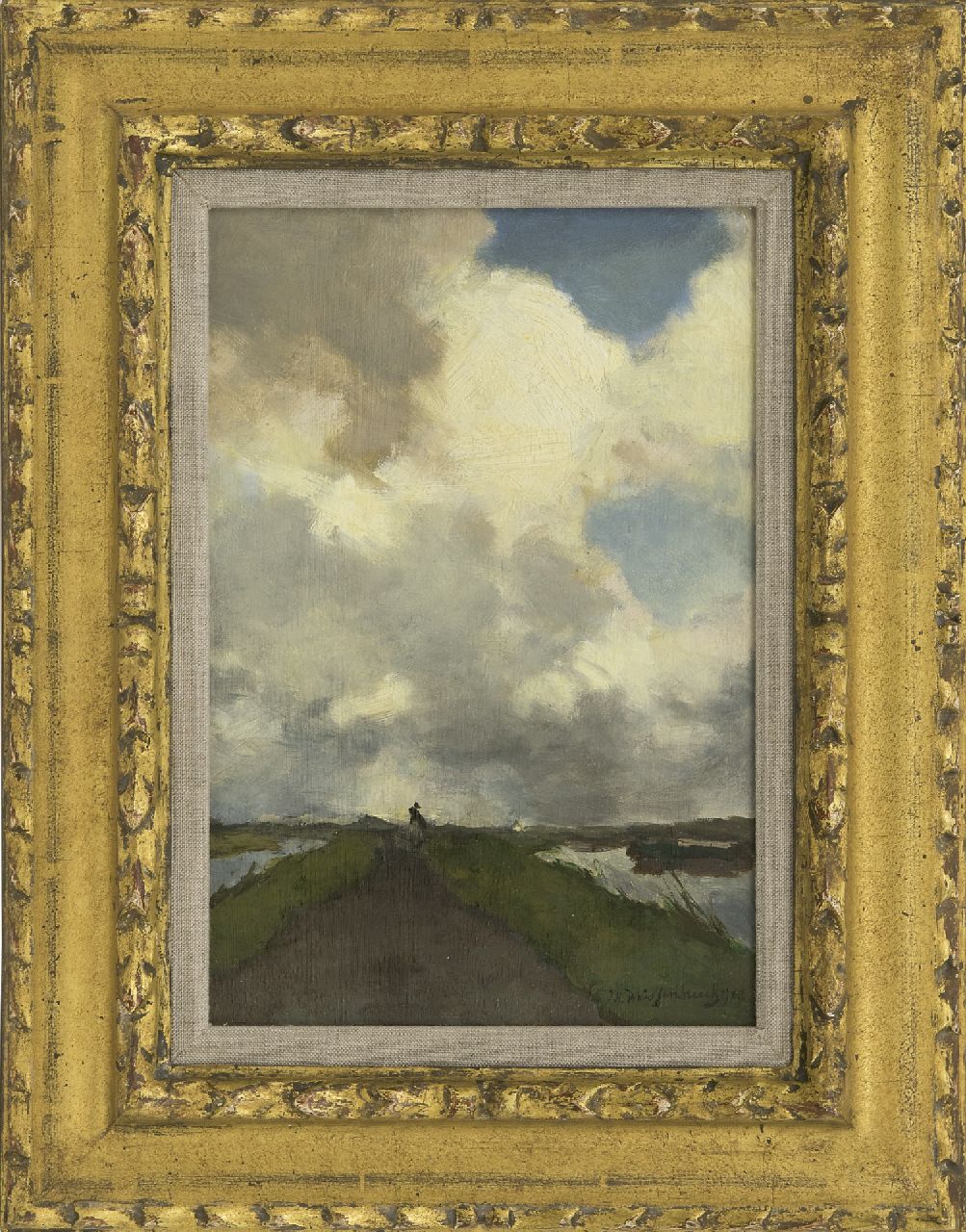 Weissenbruch H.J. | Hendrik Johannes 'J.H.' Weissenbruch | Paintings offered for sale | Along the towpath, oil on panel 26.6 x 18.0 cm, signed l.r. and dated 1903 Weissenbruch H.J. | Hendrik Johannes 'J.H.' Weissenbruch | Paintings offered for sale | Along the towpath, oil on panel 26.6 x 18.0 cm, signed l.r. and dated 1903