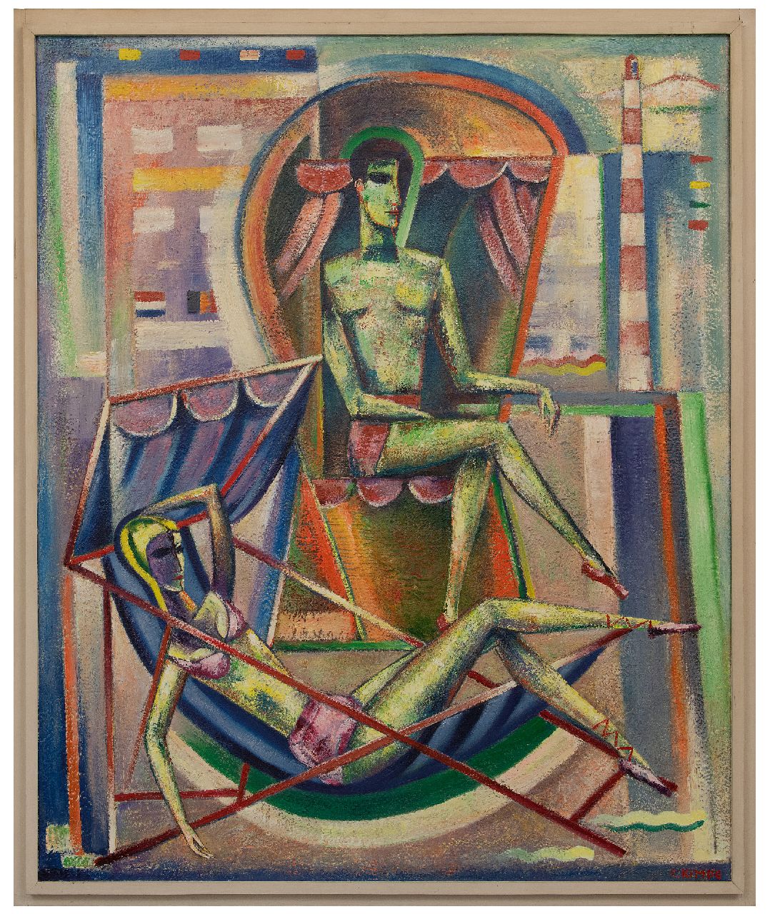 Kimpe R.J.P. | Raymundus Josephus Petrus 'Reimond' Kimpe | Paintings offered for sale | On the beach, oil on canvas 104.5 x 84.0 cm, signed l.r. and executed 1955 Kimpe R.J.P. | Raymundus Josephus Petrus 'Reimond' Kimpe | Paintings offered for sale | On the beach, oil on canvas 104.5 x 84.0 cm, signed l.r. and executed 1955