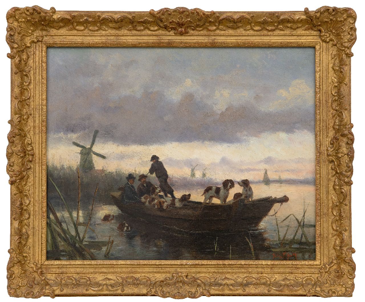 Hulk jr. J.F. | Johannes Frederik 'John' Hulk jr. | Paintings offered for sale | Duck shooting, oil on panel 31.8 x 40.0 cm, signed l.r. Hulk jr. J.F. | Johannes Frederik 'John' Hulk jr. | Paintings offered for sale | Duck shooting, oil on panel 31.8 x 40.0 cm, signed l.r.