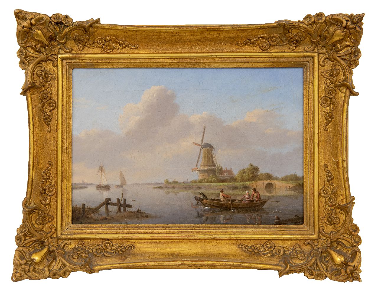 Koekkoek J.H. | Johannes Hermanus Koekkoek | Paintings offered for sale | A quiet river scene with a mill and ferry, oil on canvas 23.5 x 33.6 cm, signed l.r. Koekkoek J.H. | Johannes Hermanus Koekkoek | Paintings offered for sale | A quiet river scene with a mill and ferry, oil on canvas 23.5 x 33.6 cm, signed l.r.